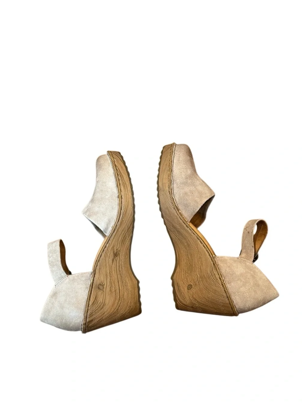 Born Nellie Hand-finished Leathers & Woodgrain-Inspired Platform Wedge Size 9